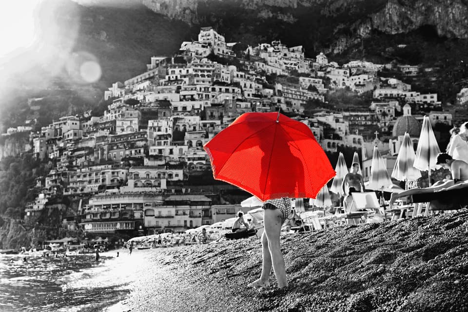 Girl with red umbrella